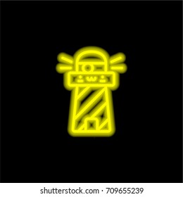 Lighthouse yellow glowing neon ui ux icon. Glowing sign logo vector