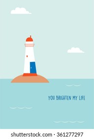 lighthouse you brighten my life message gift card