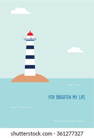 lighthouse you brighten my life message gift card