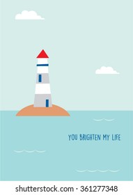 lighthouse you brighten my life message gift card
