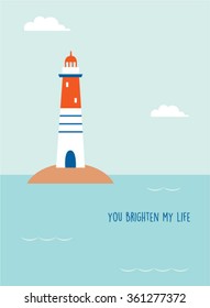 lighthouse you brighten my life message gift card