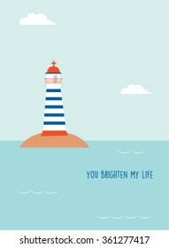 lighthouse you brighten my life message gift card