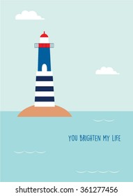 lighthouse you brighten my life message gift card