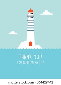 lighthouse you brighten my life friendship thank you card vector