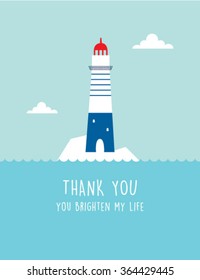 lighthouse you brighten my life friendship thank you card vector