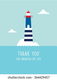 lighthouse you brighten my life friendship thank you card vector