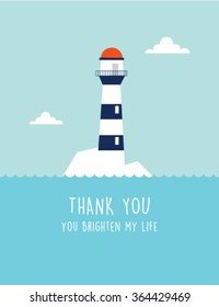 lighthouse you brighten my life friendship thank you card vector