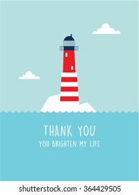 lighthouse you brighten my life friendship thank you card vector