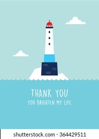 lighthouse you brighten my life friendship thank you card vector