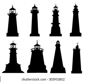 Lighthouses Silhouette Set