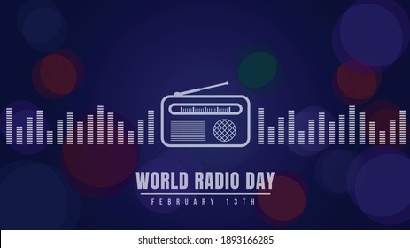 Lighting abstract background with radio and frequency design. good template for world radio day design.