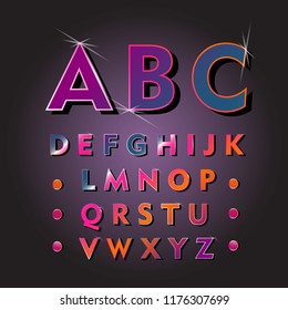 Lighting alphabet on black background