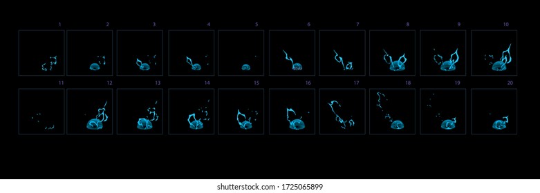 Lighting animation . Sprite sheet of lighting effect animation for games, cartoon or animation – Vector