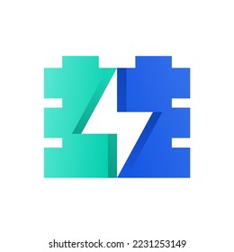 Lighting and battery sign symbol, Electricity Logo