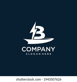 lighting blitz ship logo design vector
