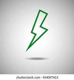 Lighting bolt icon. Flat style.Grey background. Vector illustration.