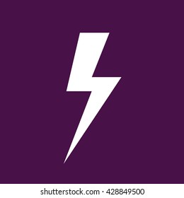 Lighting bolt icon vector. Purple background
