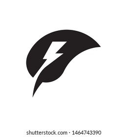 Lighting bolt with leaves logo template vector clean energy icon design