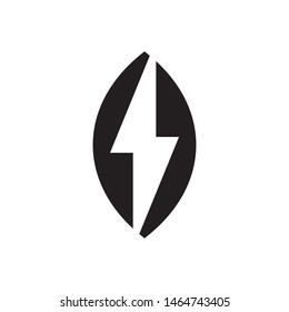 Lighting bolt with leaves logo template vector clean energy icon design