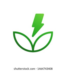 Lighting bolt with leaves logo template vector clean energy icon design