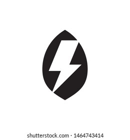 Lighting bolt with leaves logo template vector clean energy icon design