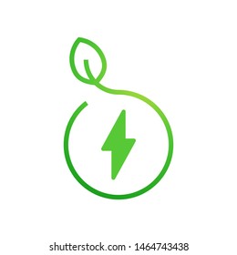 Lighting bolt with leaves logo template vector clean energy icon design