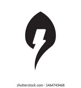 Lighting bolt with leaves logo template vector clean energy icon design