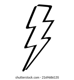 Lighting bolt symbol in doodle style power simple abstract sign isolated on white background. Web, hipster