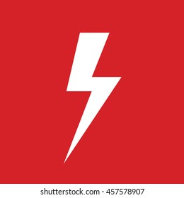 Lighting bolt vector icon. Thunderbolt symbol. Weather forecast. Red background