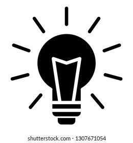 lighting bulb icon design with creative modern concept and black and white glyph style logo shape for pictogram, website, ecommerce, satartup, web button design vector eps 10