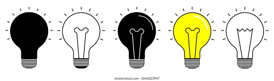 Lighting Bulb Icon Set made by Illustrator in EPS-10, Vector bulb, Idea Bulb Icon Concept