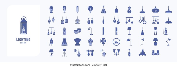 Lighting and bulb light, including icons like Bed lamp, Bulb, Decor Light and more