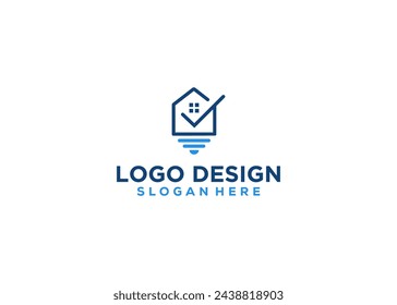 Lighting bulb shaped smart home sign icon, smart house logo vector set on white background