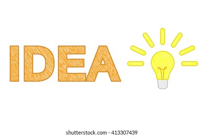 lighting bulb with text idea, squiggle bulb