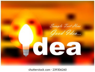 lighting bulb with text isolated on blurry bright background
