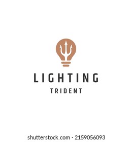 Lighting bulb and trident logo icon design template