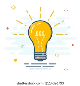 Lighting bulb(as an idea) on white background. Vector flat MBE style graphic design illustration.