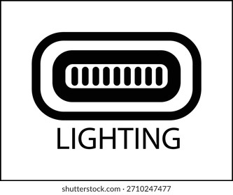 Icono de puerto de cable de iluminación sobre fondo blanco