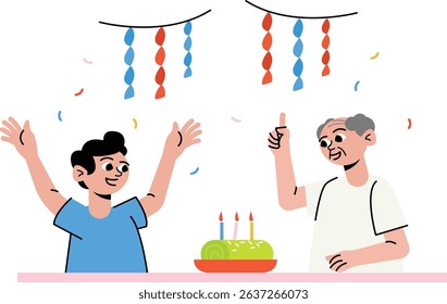 Lighting Candles with Family illustration for web app infographic etc