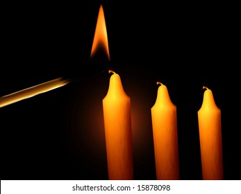 Lighting Candles with Matchstick (Vector)