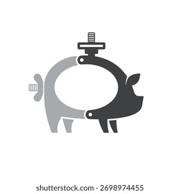 Abrazadera de iluminación combinada con cabeza de cerdo, Arte vectorial.