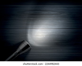 lighting design concept realistic background with projection of light beam on wood wall vector illustration