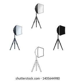 Lighting device on a tripod.Making movie single icon in cartoon,black style vector symbol stock illustration web.