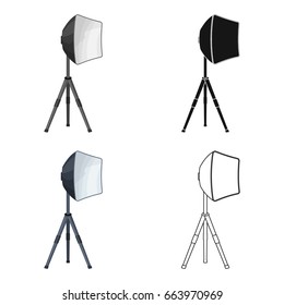 Lighting device on a tripod.Making movie single icon in cartoon style vector symbol stock illustration web.