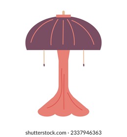 Dispositivos de iluminación para decorar cualquier interior de casa. Lámpara de piso de mesa sobre una pierna rizada. Diseño interior. Ilustración plana vectorial...