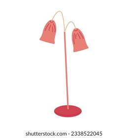 Lighting devices for decorating any home interior. Floor lamp with bell lamps. Interior design. Vector flat illustration...