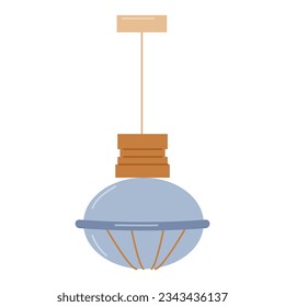 Lighting devices for decorating any home interior. Hanging round lamp. Interior design. Vector flat illustration...