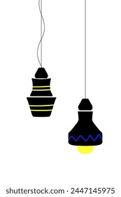 Dispositivos de iluminación para el hogar. Lámparas.Vector.