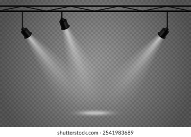 Lighting effect, stage light spotlights, lighting effect. On a transparent background.