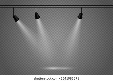 Lighting effect, stage light spotlights, lighting effect. On a transparent background.